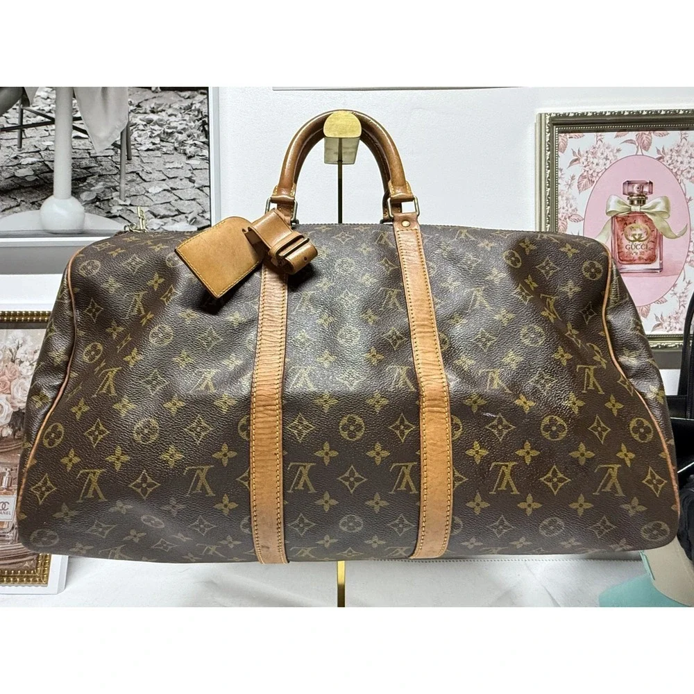 Louis Vuitton Keepall 60 Monogram Duffle Travel Bag Unisex Brown Luggage VI871